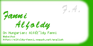 fanni alfoldy business card